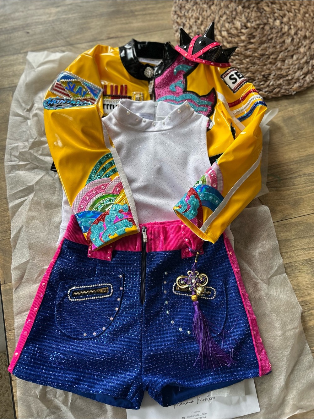Kids Sequin Dance Jacket & Shorts Set - Yellow, Blue, Pink